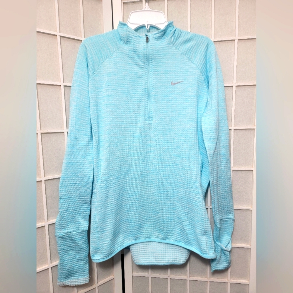 Women's Nike Drifit Running Pullover in Bright Light Blue